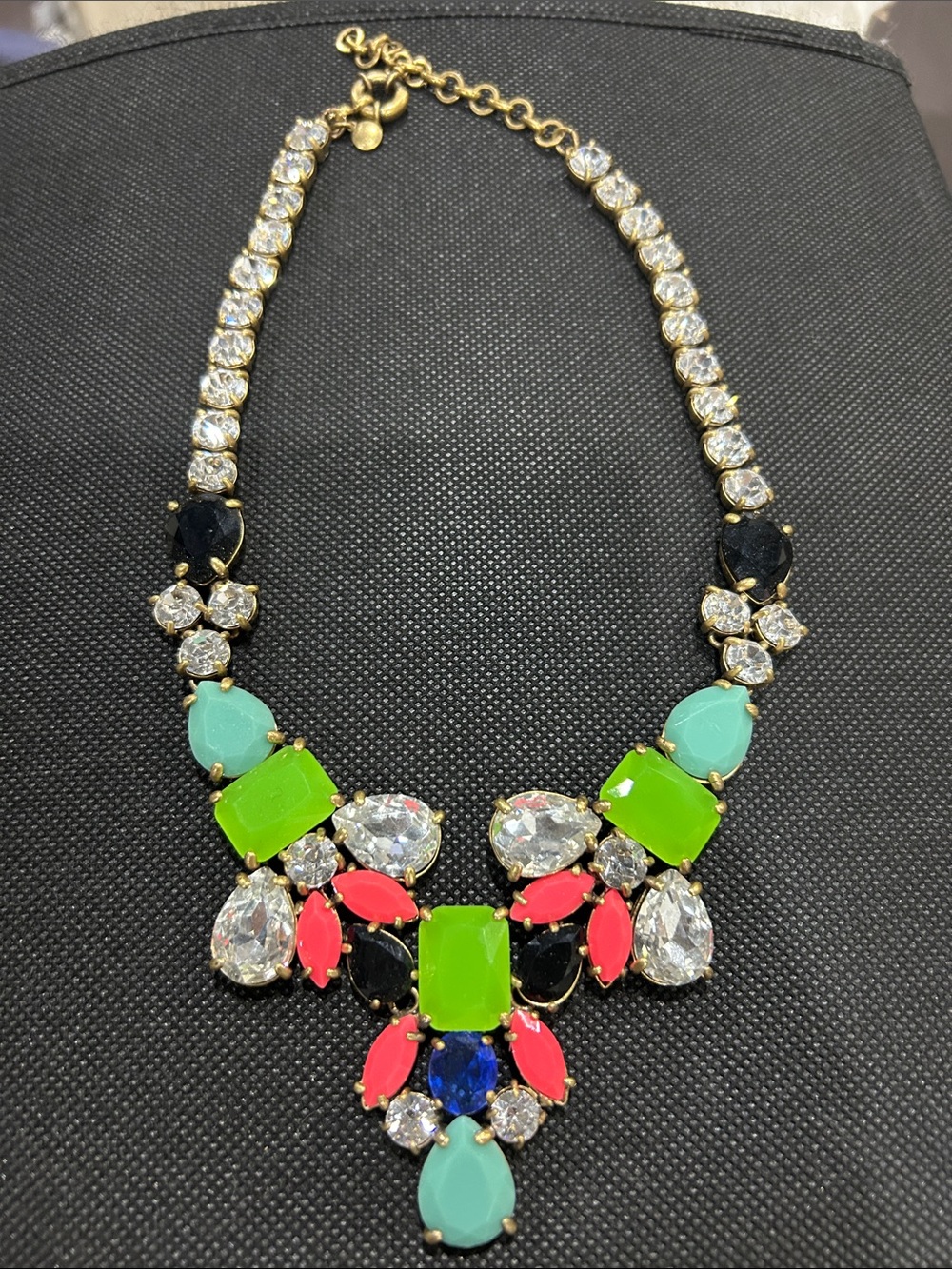 J. Crew Statement Neon Multi-Color Crystal Bib Necklace